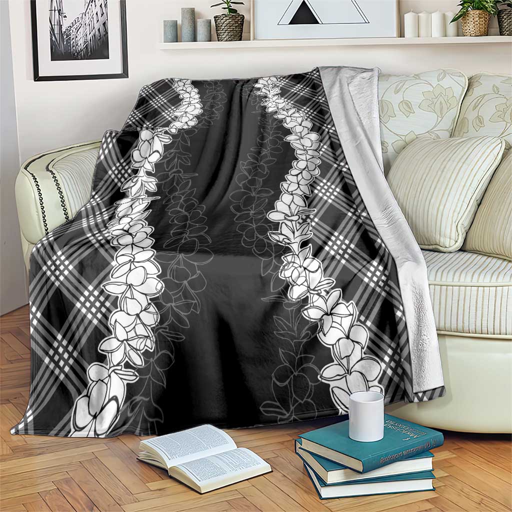 Hawaii Aloha Plumeria Lei Black Palaka Blanket LT7 Black - Polynesian Pride