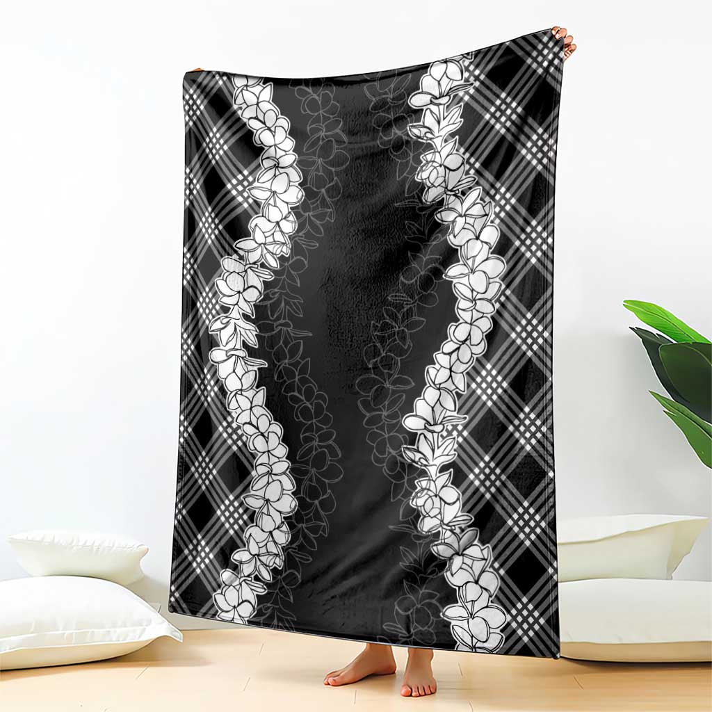 Hawaii Aloha Plumeria Lei Black Palaka Blanket LT7 - Polynesian Pride