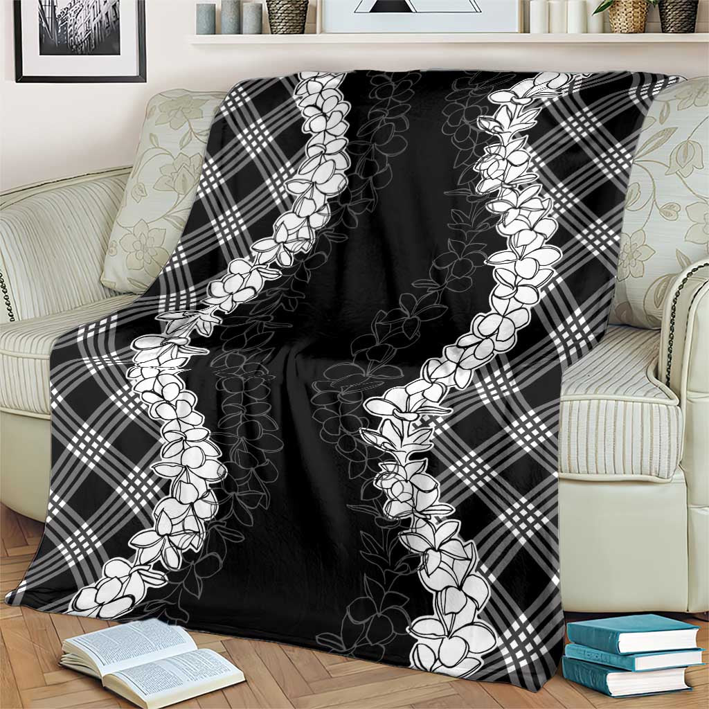 Hawaii Aloha Plumeria Lei Black Palaka Blanket LT7 - Polynesian Pride