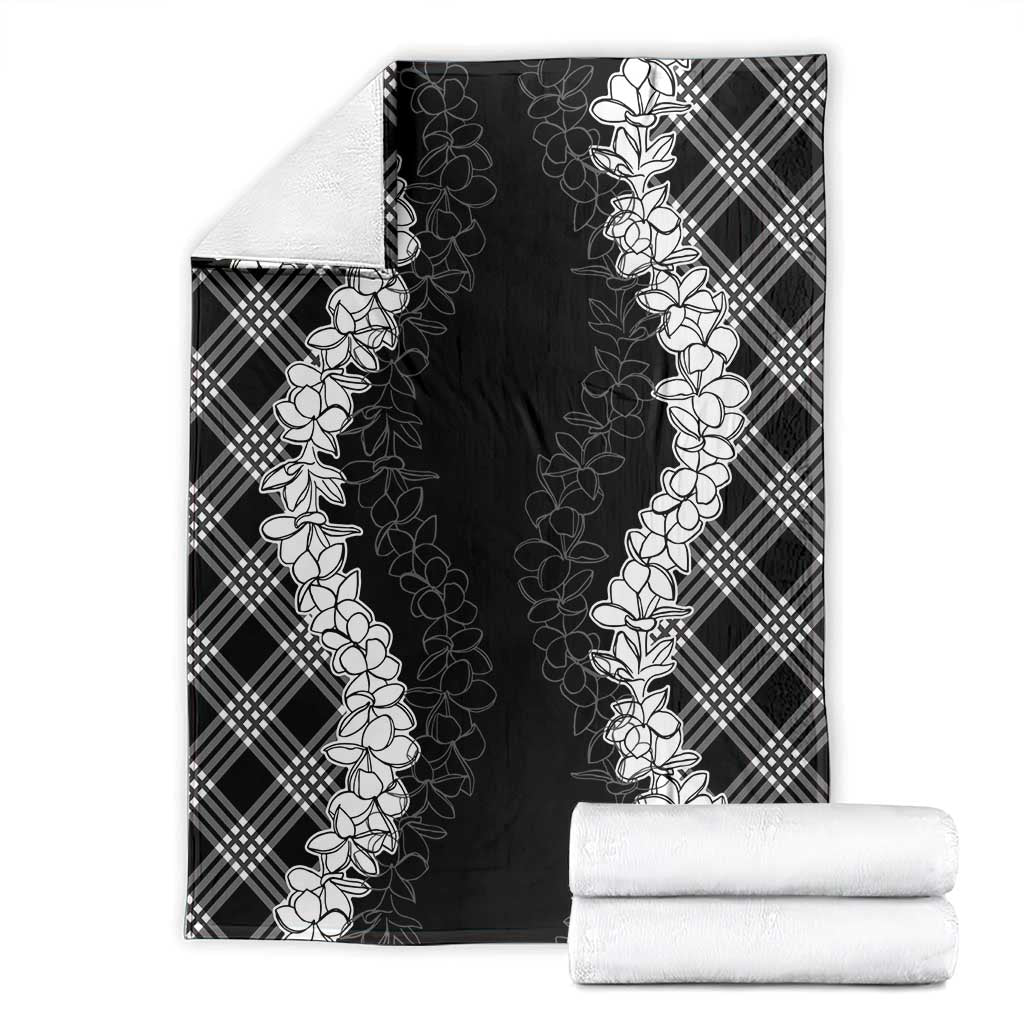 Hawaii Aloha Plumeria Lei Black Palaka Blanket LT7 - Polynesian Pride