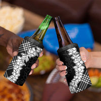 Hawaii Aloha Plumeria Lei Black Palaka 4 in 1 Can Cooler Tumbler - Polynesian Pride