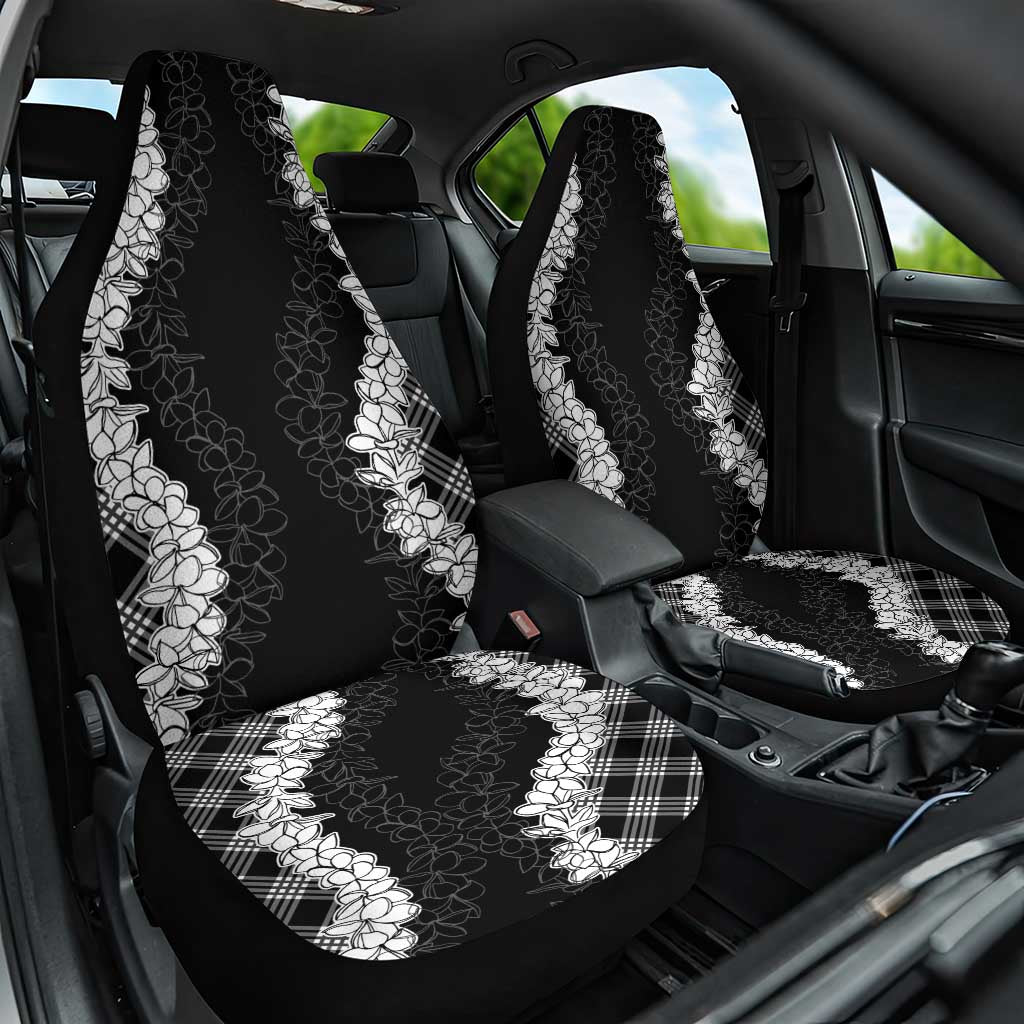 Hawaii Aloha Plumeria Lei Black Palaka Car Seat Cover - Polynesian Pride