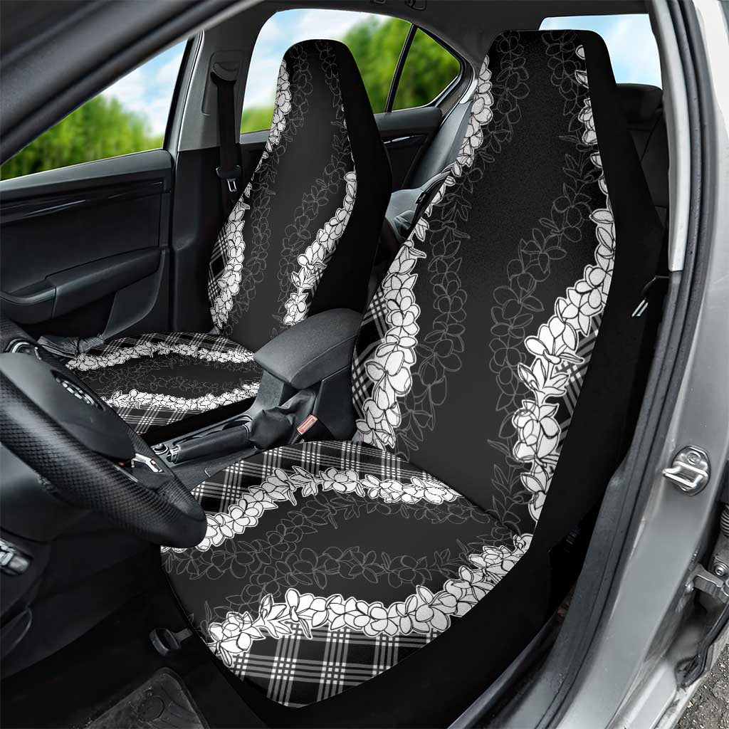 Hawaii Aloha Plumeria Lei Black Palaka Car Seat Cover - Polynesian Pride