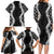 Hawaii Aloha Plumeria Lei Black Palaka Family Matching Long Sleeve Bodycon Dress and Hawaiian Shirt - Polynesian Pride