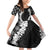 Hawaii Aloha Plumeria Lei Black Palaka Family Matching Off Shoulder Short Dress and Hawaiian Shirt - Polynesian Pride