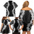 Hawaii Aloha Plumeria Lei Black Palaka Family Matching Off Shoulder Short Dress and Hawaiian Shirt - Polynesian Pride