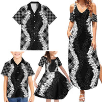 Hawaii Aloha Plumeria Lei Black Palaka Family Matching Summer Maxi Dress and Hawaiian Shirt - Polynesian Pride