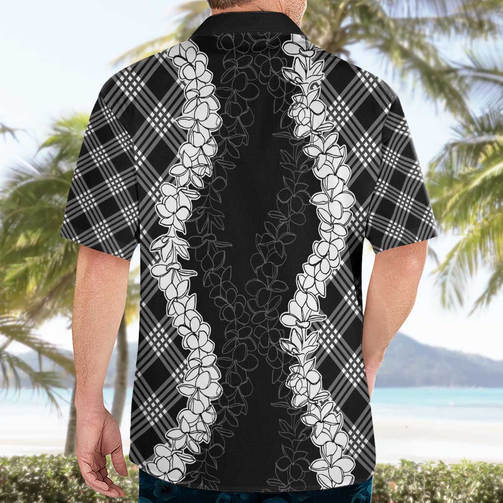 Hawaii Aloha Plumeria Lei Black Palaka Hawaiian Shirt - Polynesian Pride