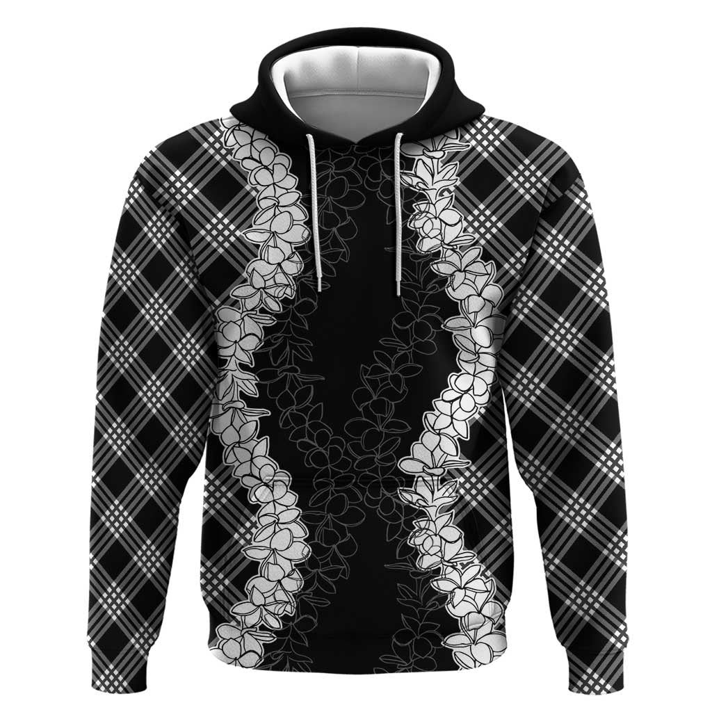 Hawaii Aloha Plumeria Lei Black Palaka Hoodie - Polynesian Pride