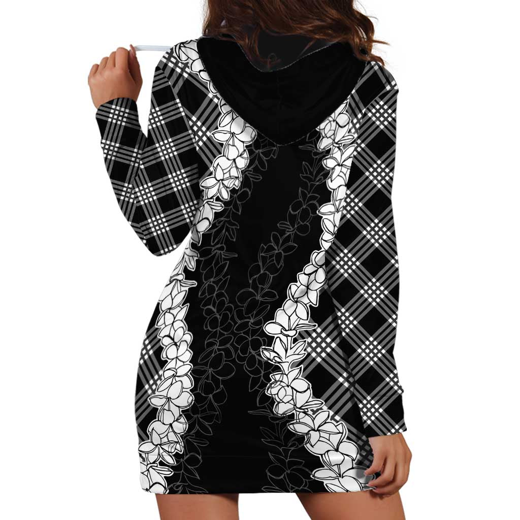 Hawaii Aloha Plumeria Lei Black Palaka Hoodie Dress LT7 - Polynesian Pride