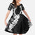 Hawaii Aloha Plumeria Lei Black Palaka Kid Short Sleeve Dress - Polynesian Pride