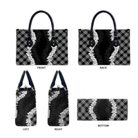 Hawaii Aloha Plumeria Lei Black Palaka Leather Bag - Polynesian Pride