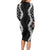 Hawaii Aloha Plumeria Lei Black Palaka Long Sleeve Bodycon Dress - Polynesian Pride