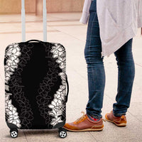 Hawaii Aloha Plumeria Lei Black Palaka Luggage Cover - Polynesian Pride