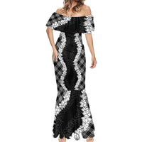 Hawaii Aloha Plumeria Lei Black Palaka Mermaid Dress LT7 - Polynesian Pride
