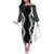 Hawaii Aloha Plumeria Lei Black Palaka Off The Shoulder Long Sleeve Dress - Polynesian Pride