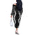 Hawaii Aloha Plumeria Lei Black Palaka Off The Shoulder Long Sleeve Dress - Polynesian Pride