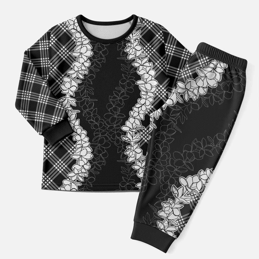 Hawaii Aloha Plumeria Lei Black Palaka Christmas Pajama Set LT7 Men Black - Polynesian Pride
