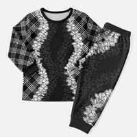 Hawaii Aloha Plumeria Lei Black Palaka Christmas Pajama Set LT7 Men Black - Polynesian Pride