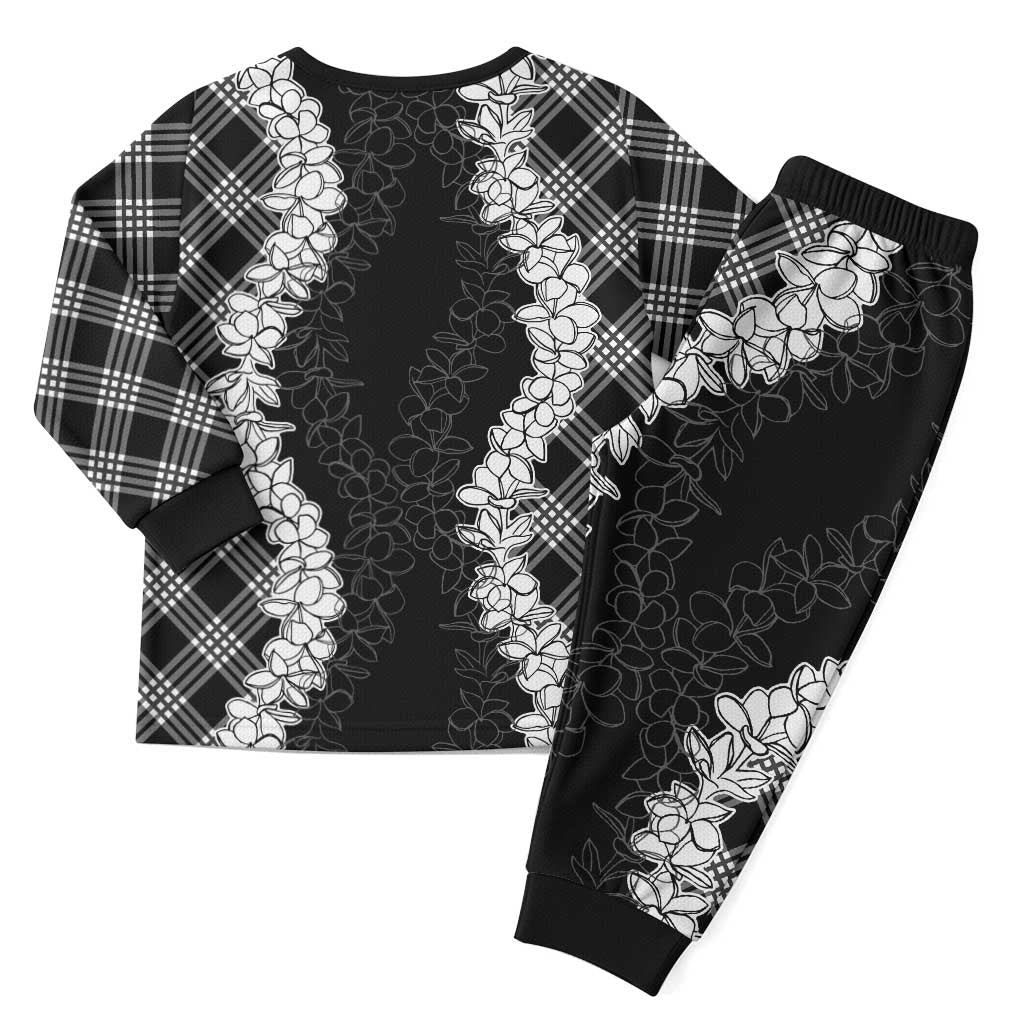 Hawaii Aloha Plumeria Lei Black Palaka Christmas Pajama Set LT7 - Polynesian Pride