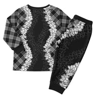 Hawaii Aloha Plumeria Lei Black Palaka Christmas Pajama Set LT7 - Polynesian Pride