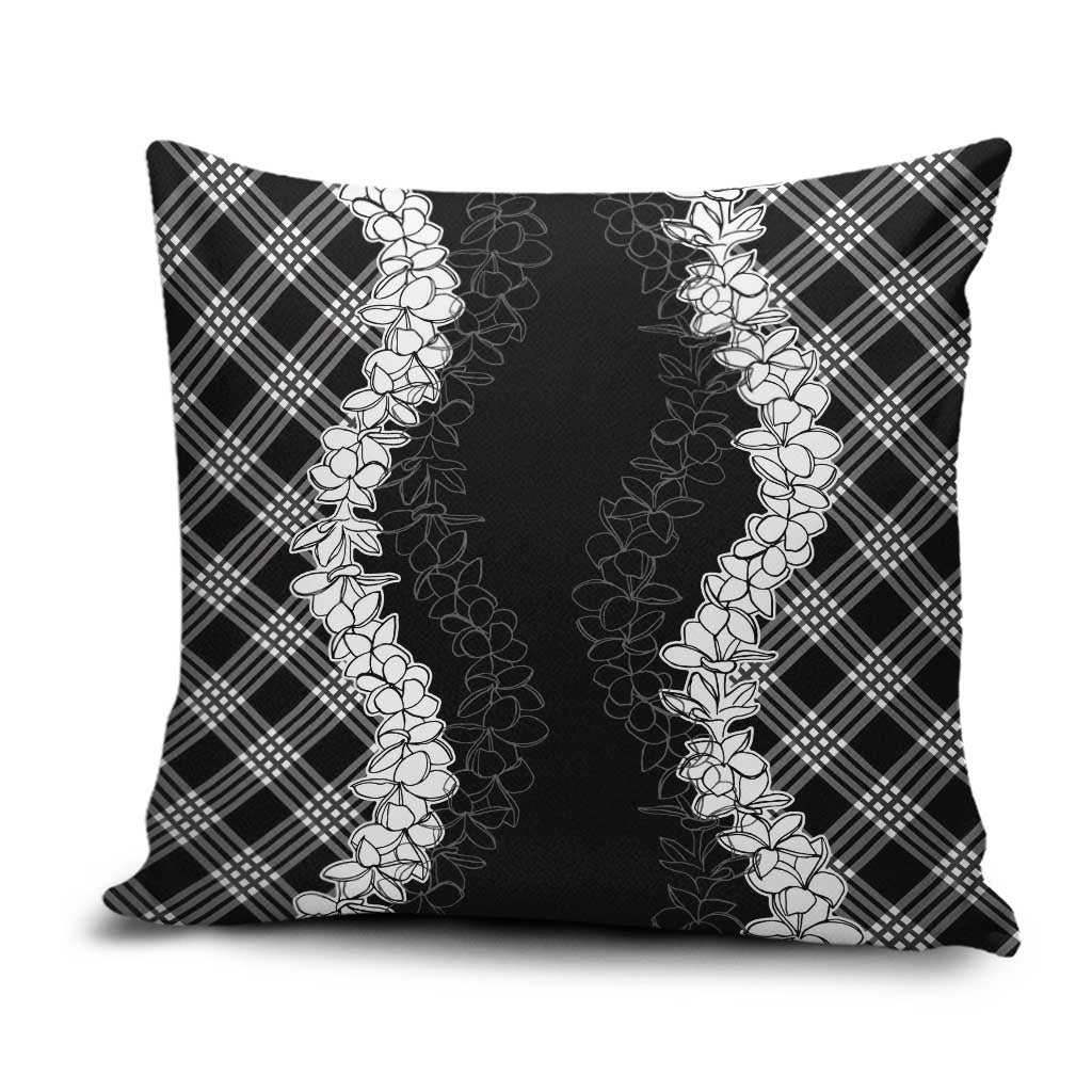Hawaii Aloha Plumeria Lei Black Palaka Pillow Cover - Polynesian Pride