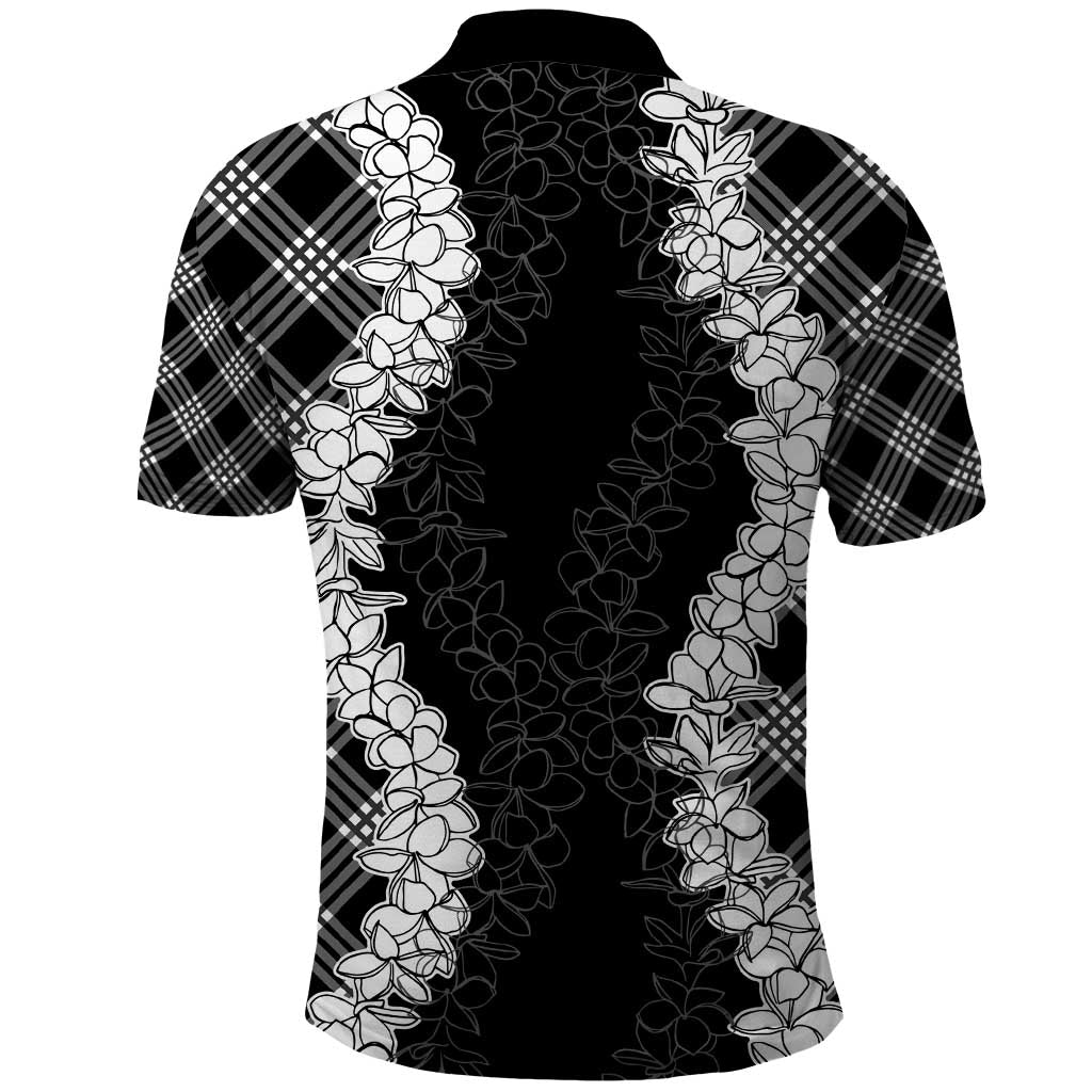 Hawaii Aloha Plumeria Lei Black Palaka Polo Shirt LT7 - Polynesian Pride