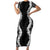 Hawaii Aloha Plumeria Lei Black Palaka Short Sleeve Bodycon Dress - Polynesian Pride