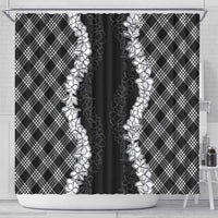 Hawaii Aloha Plumeria Lei Black Palaka Shower Curtain - Polynesian Pride