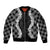Hawaii Aloha Plumeria Lei Black Palaka Sleeve Zip Bomber Jacket - Polynesian Pride