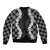 Hawaii Aloha Plumeria Lei Black Palaka Sleeve Zip Bomber Jacket - Polynesian Pride
