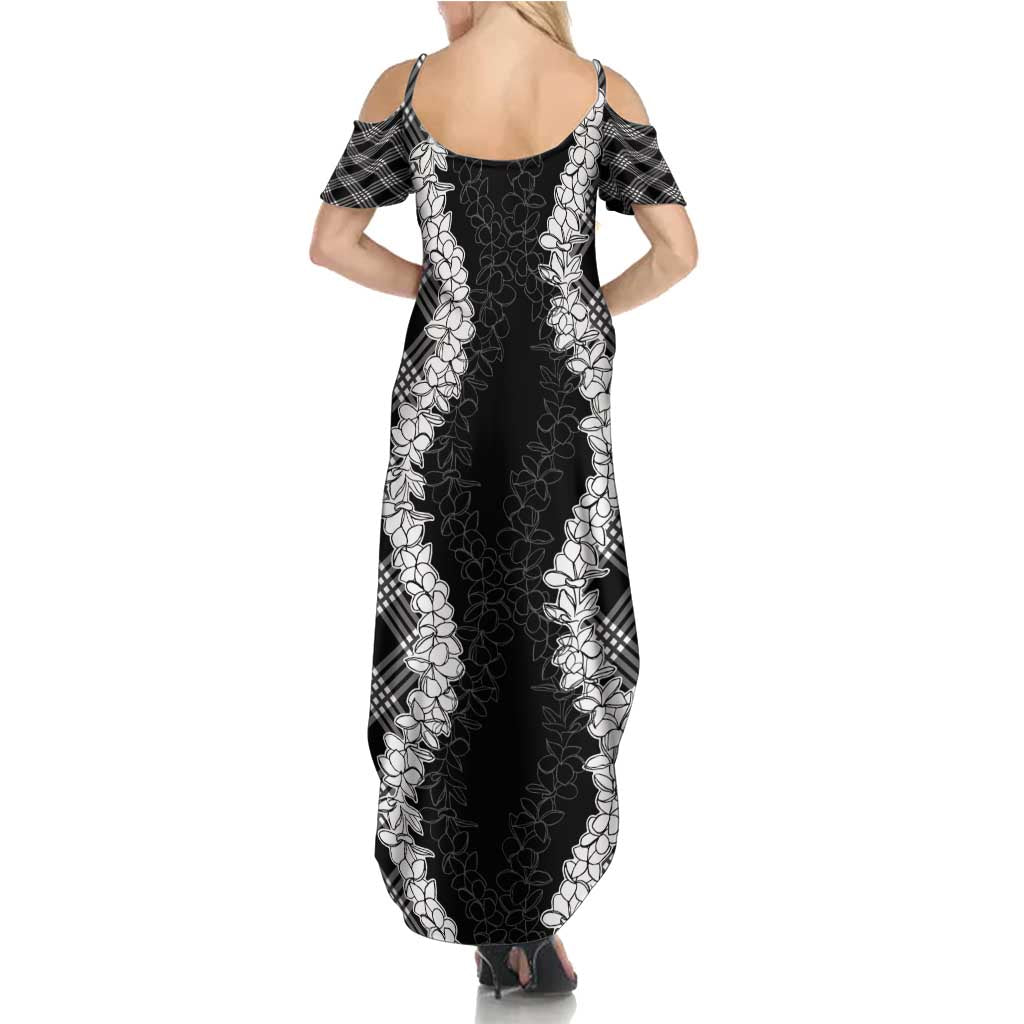 Hawaii Aloha Plumeria Lei Black Palaka Summer Maxi Dress LT7 - Polynesian Pride