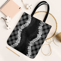 Hawaii Aloha Plumeria Lei Black Palaka Tote Bag - Polynesian Pride
