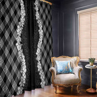 Hawaii Aloha Plumeria Lei Black Palaka Window Curtain - Polynesian Pride