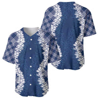 Hawaii Aloha Plumeria Lei Navy Palaka Baseball Jersey LT7 - Polynesian Pride