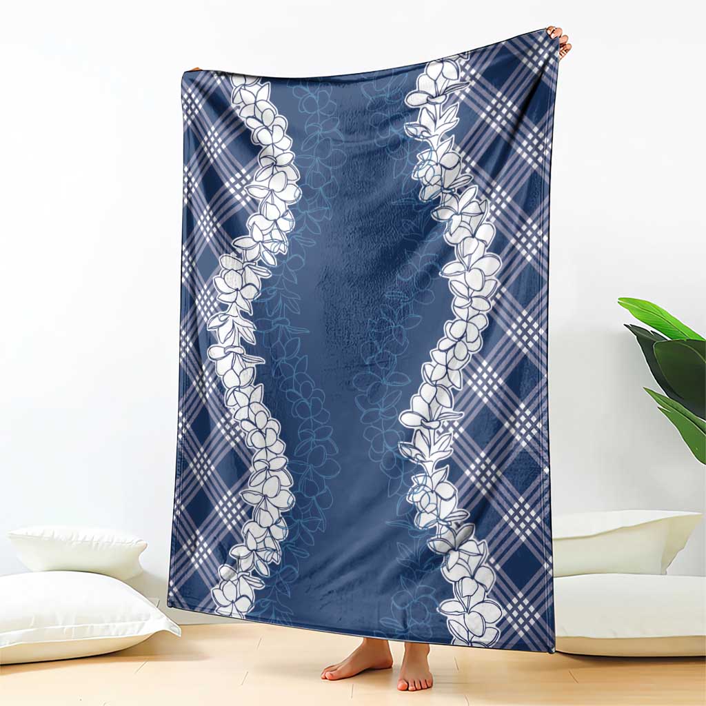 Hawaii Aloha Plumeria Lei Navy Palaka Blanket LT7 - Polynesian Pride