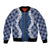 Hawaii Aloha Plumeria Lei Navy Palaka Bomber Jacket - Polynesian Pride