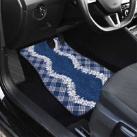 Hawaii Aloha Plumeria Lei Navy Palaka Car Mats - Polynesian Pride