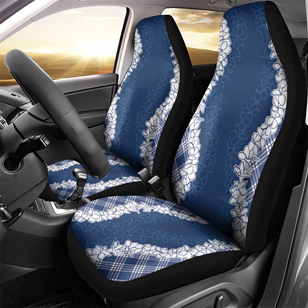 Hawaii Aloha Plumeria Lei Navy Palaka Car Seat Cover - Polynesian Pride
