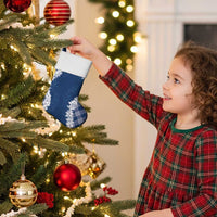 Hawaii Aloha Plumeria Lei Navy Palaka Christmas Stocking - Polynesian Pride