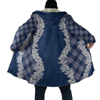 Hawaii Aloha Plumeria Lei Navy Palaka Cloak - Polynesian Pride