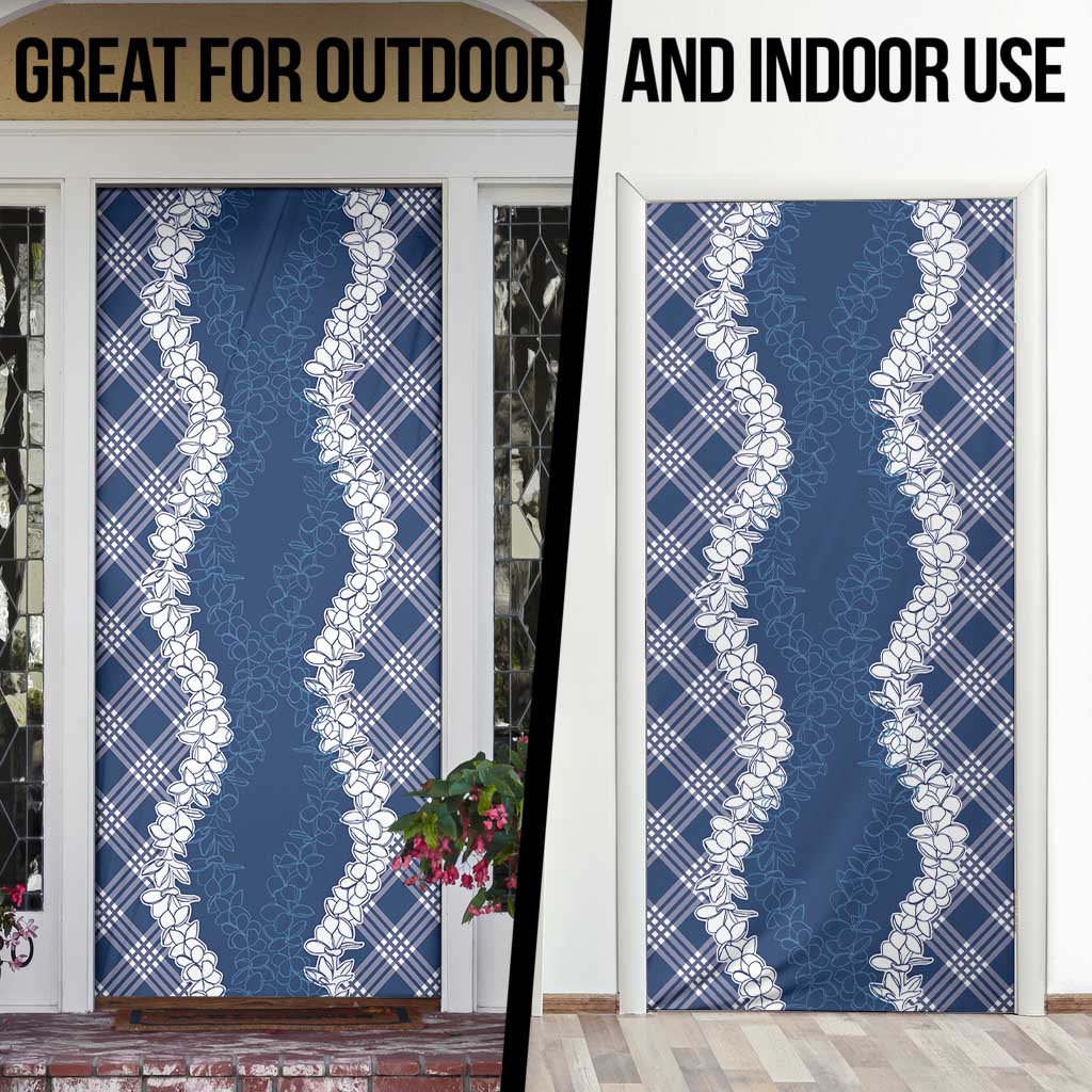 Hawaii Aloha Plumeria Lei Navy Palaka Door Cover - Polynesian Pride