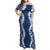 Hawaii Aloha Plumeria Lei Navy Palaka Family Matching Off Shoulder Maxi Dress and Hawaiian Shirt - Polynesian Pride