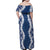 Hawaii Aloha Plumeria Lei Navy Palaka Family Matching Off Shoulder Maxi Dress and Hawaiian Shirt - Polynesian Pride