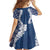 Hawaii Aloha Plumeria Lei Navy Palaka Family Matching Off Shoulder Short Dress and Hawaiian Shirt - Polynesian Pride