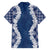 Hawaii Aloha Plumeria Lei Navy Palaka Family Matching Off Shoulder Short Dress and Hawaiian Shirt - Polynesian Pride