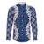 Hawaii Aloha Plumeria Lei Navy Palaka Family Matching Off Shoulder Short Dress and Hawaiian Shirt - Polynesian Pride