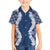 Hawaii Aloha Plumeria Lei Navy Palaka Family Matching Off Shoulder Short Dress and Hawaiian Shirt - Polynesian Pride