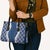 Hawaii Aloha Plumeria Lei Navy Palaka Leather Bag - Polynesian Pride