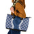 Hawaii Aloha Plumeria Lei Navy Palaka Leather Tote Bag - Polynesian Pride